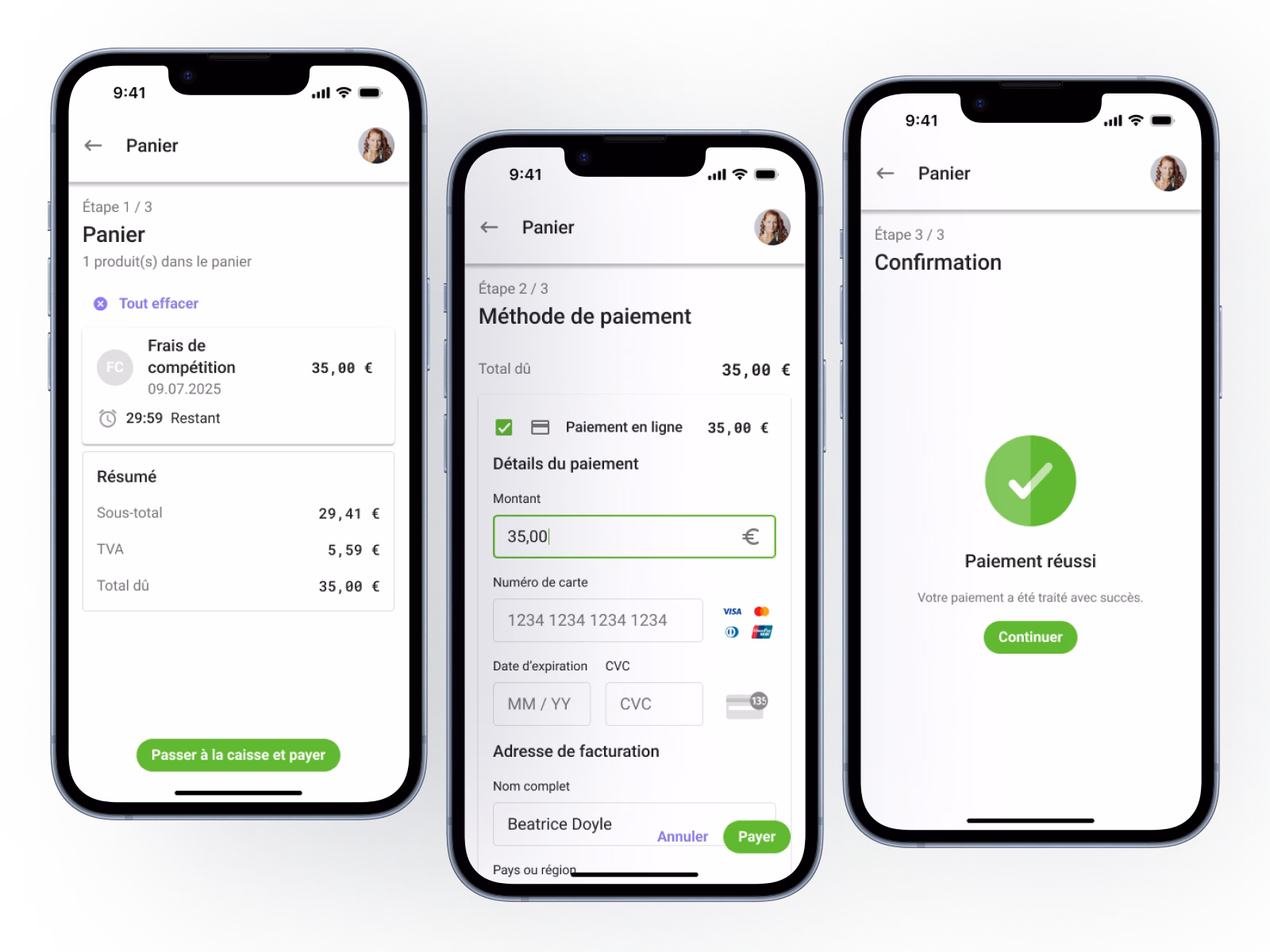 Cart Mockup mobile payment FR